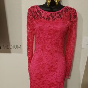 Hot pink lace mini dress